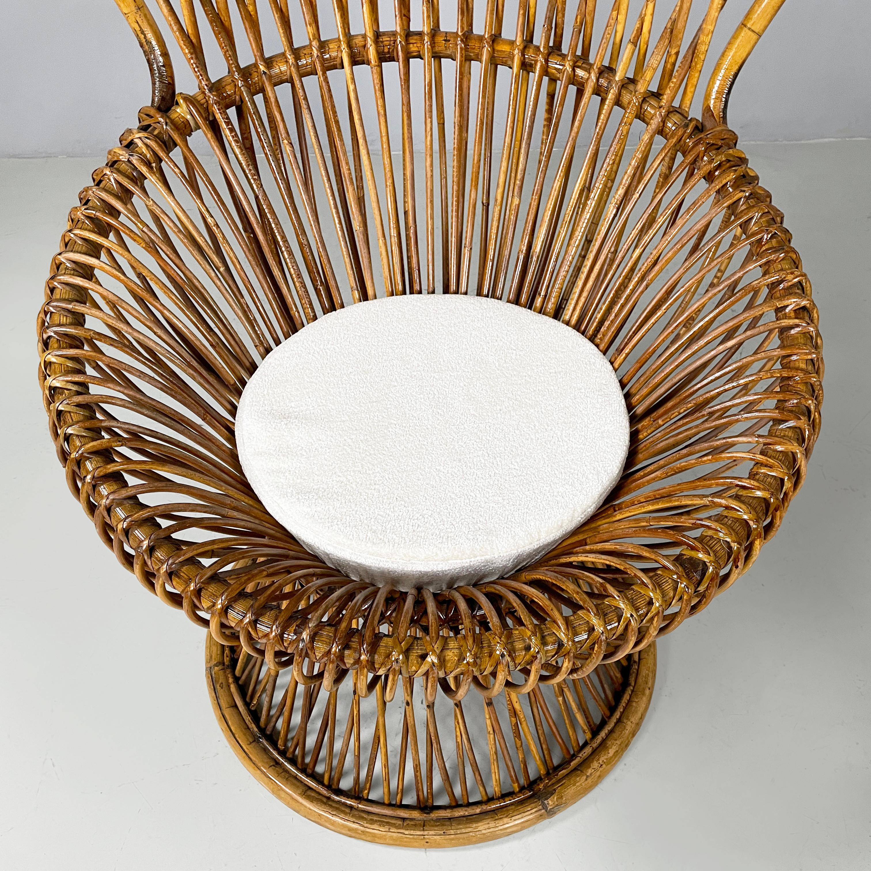Italian mid-century modern rattan armchairs Margherita by Albini Bonacina, 1950s 4