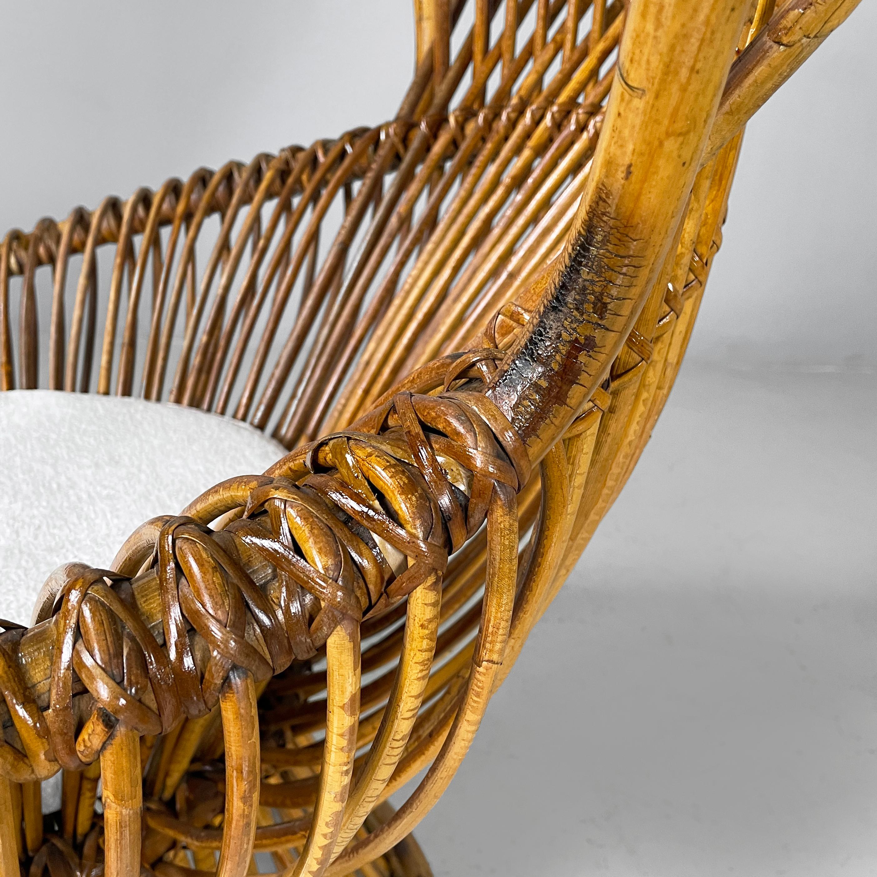 Italian mid-century modern rattan armchairs Margherita by Albini Bonacina, 1950s 8