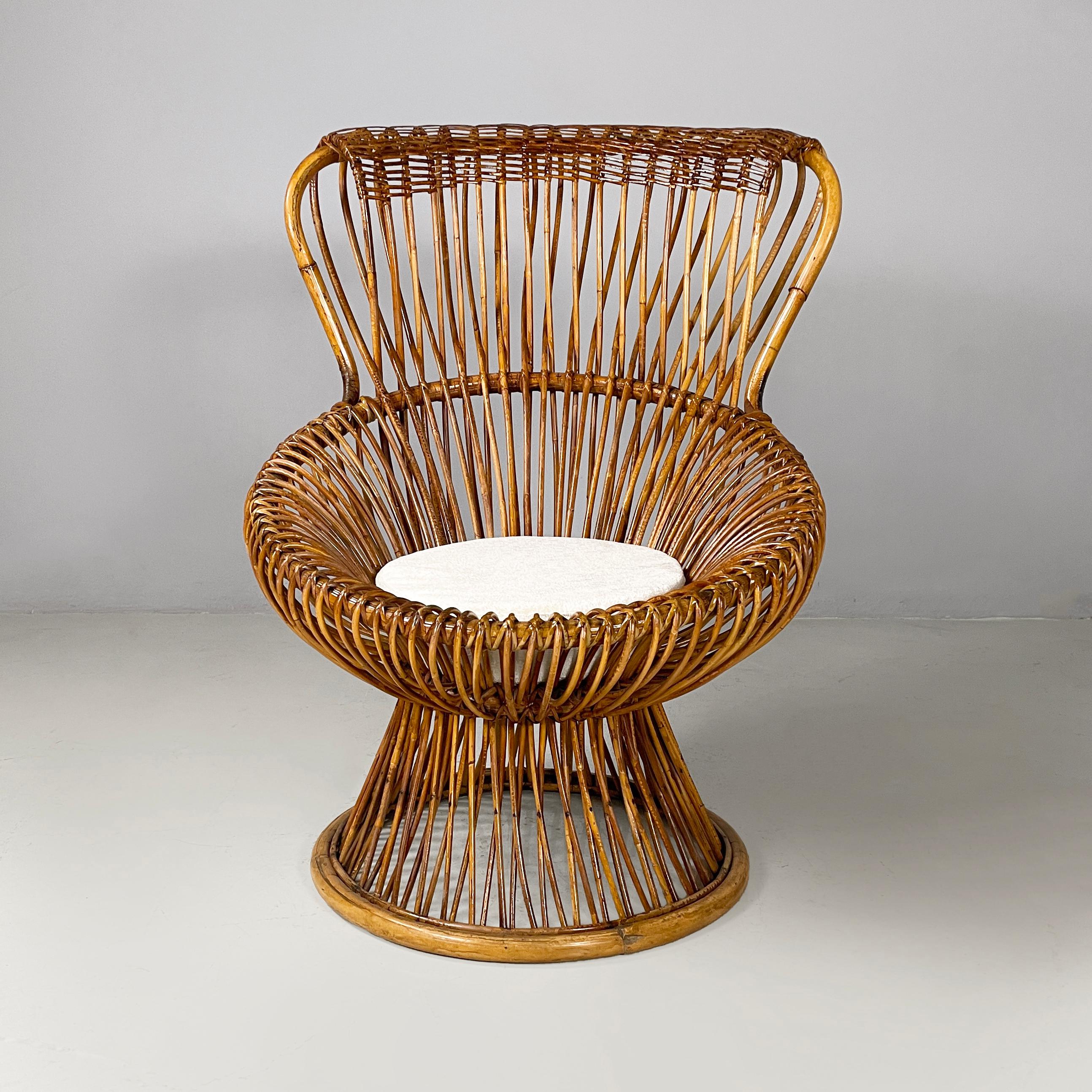 Mid-Century Modern Italian mid-century modern rattan armchairs Margherita by Albini Bonacina, 1950s