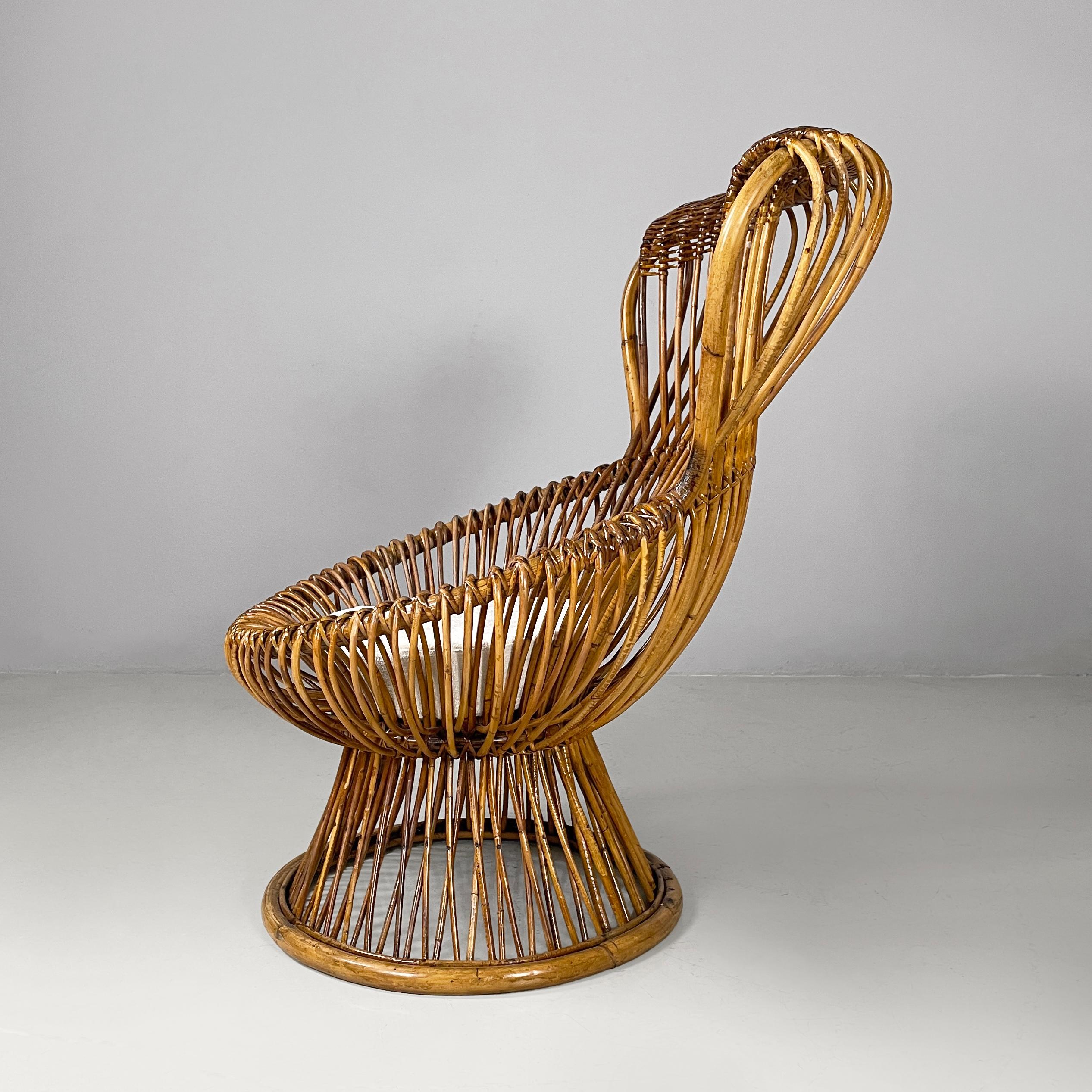 Italian mid-century modern rattan armchairs Margherita by Albini Bonacina, 1950s In Good Condition In MIlano, IT