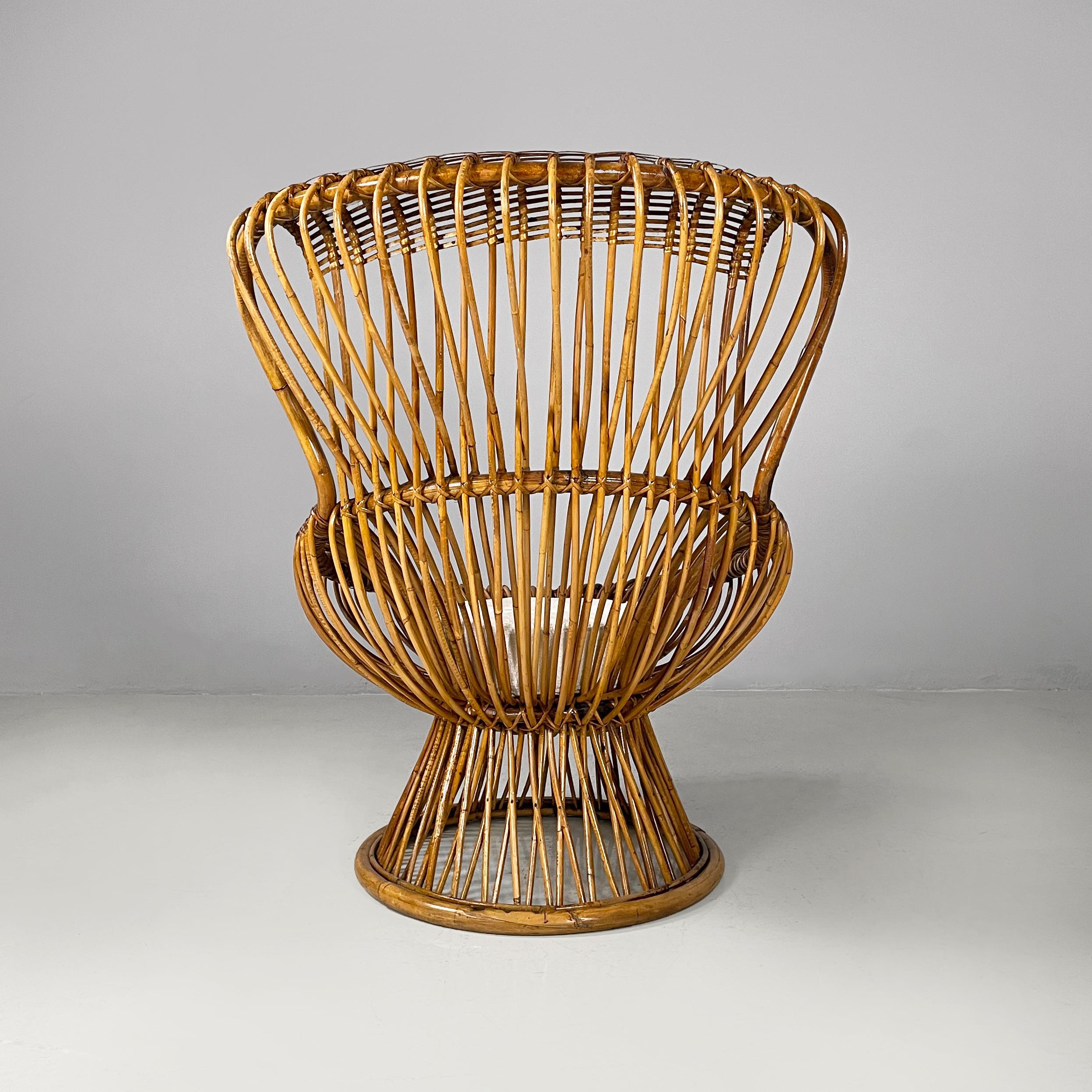 Mid-20th Century Italian mid-century modern rattan armchairs Margherita by Albini Bonacina, 1950s