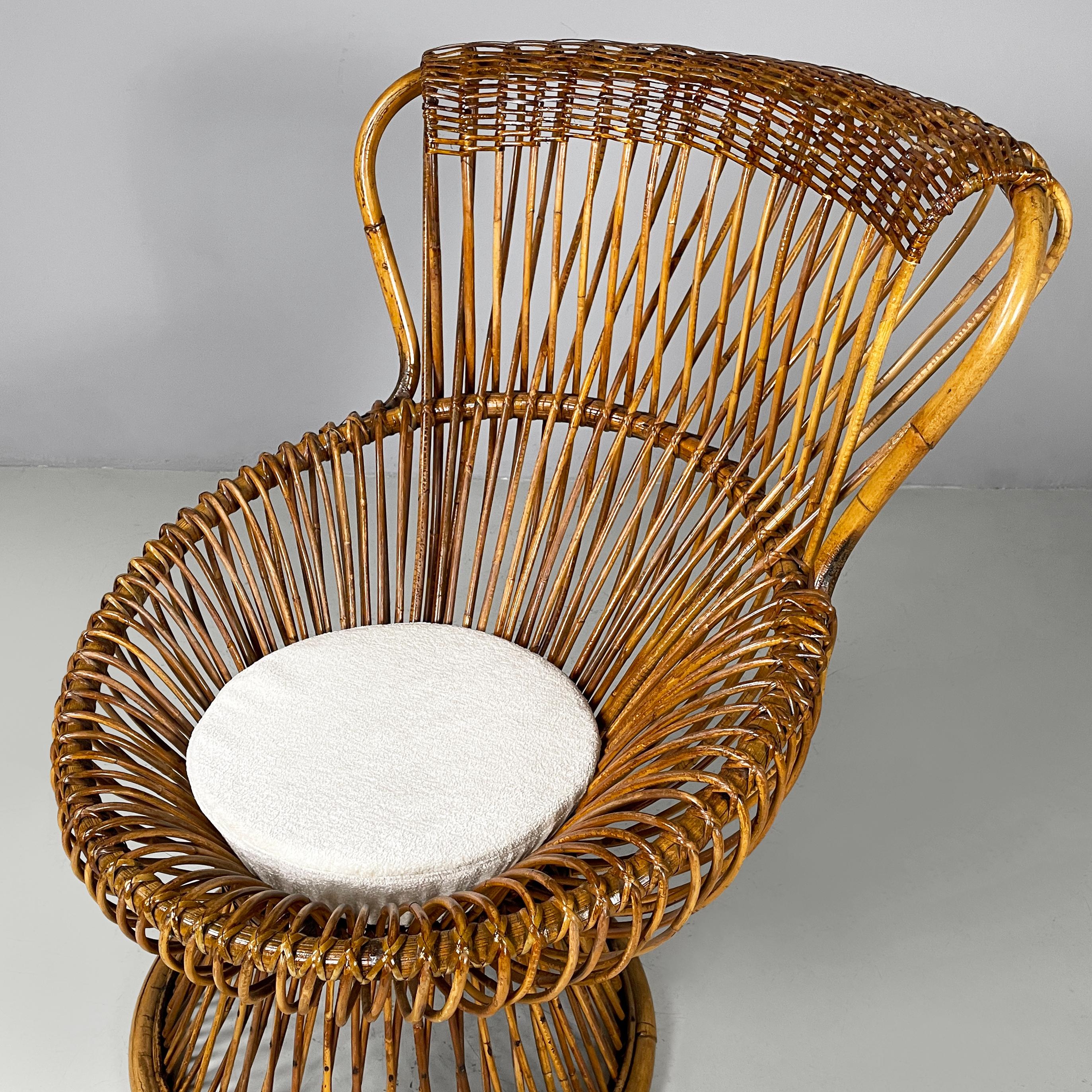 Wicker Italian mid-century modern rattan armchairs Margherita by Albini Bonacina, 1950s
