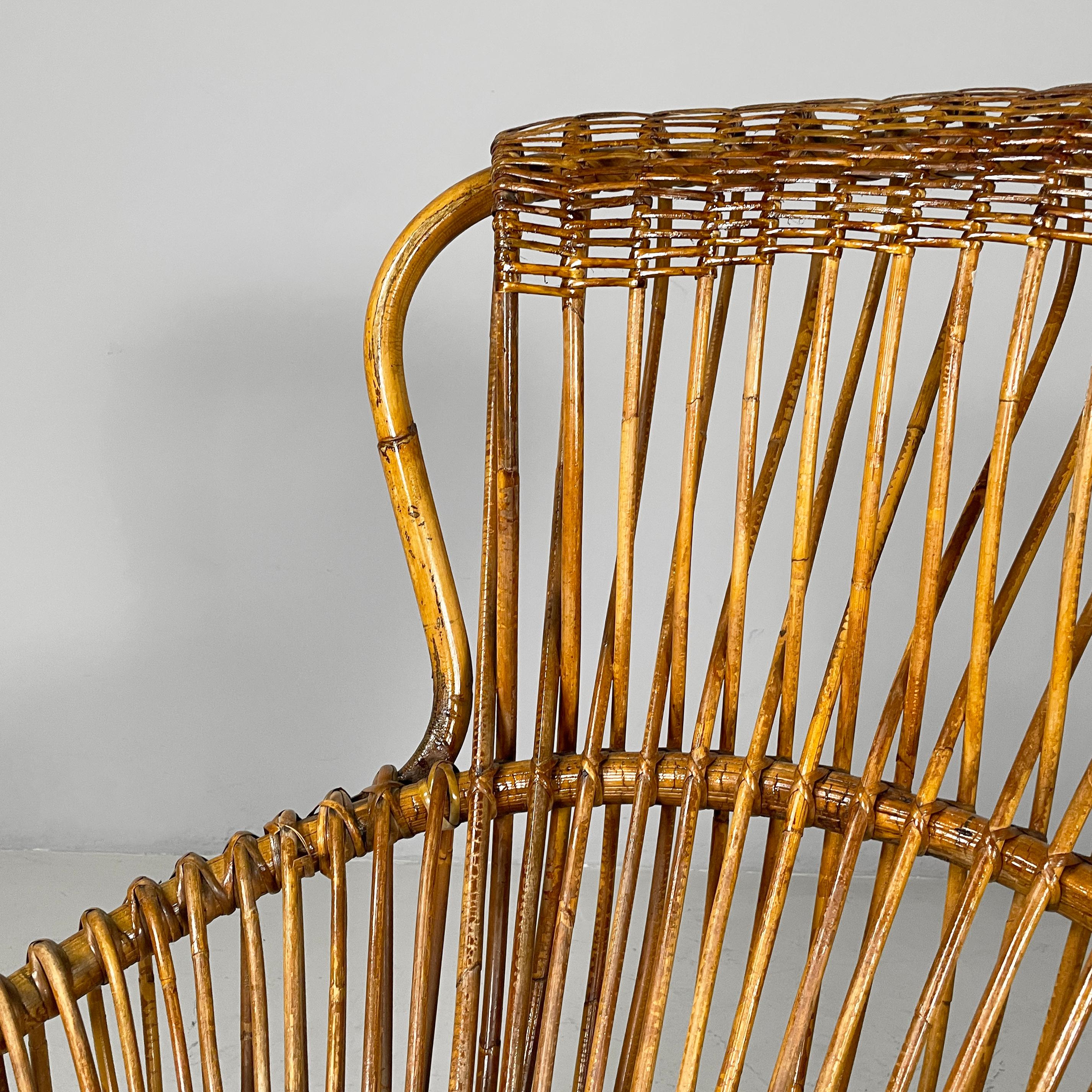 Italian mid-century modern rattan armchairs Margherita by Albini Bonacina, 1950s 1