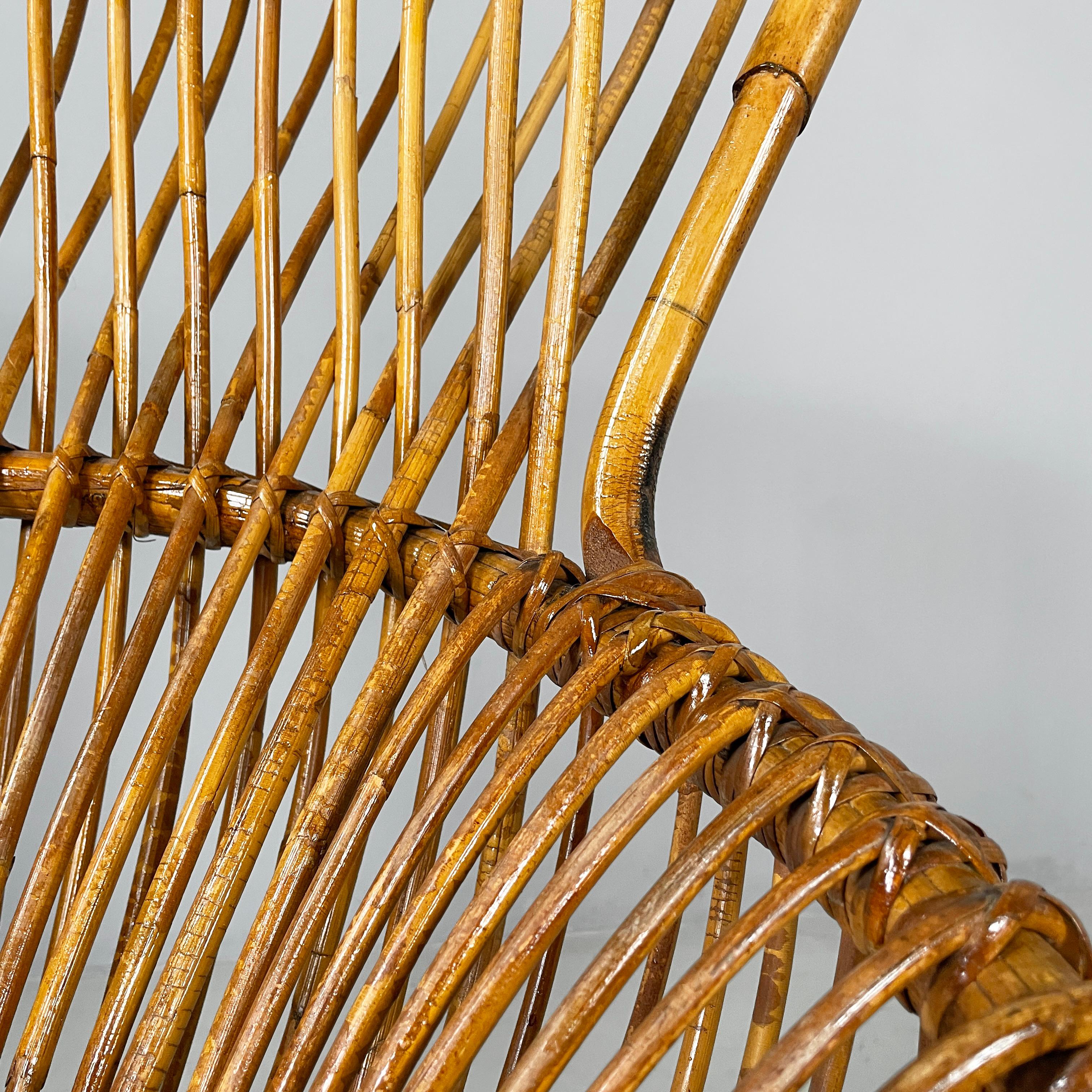 Italian mid-century modern rattan armchairs Margherita by Albini Bonacina, 1950s 3