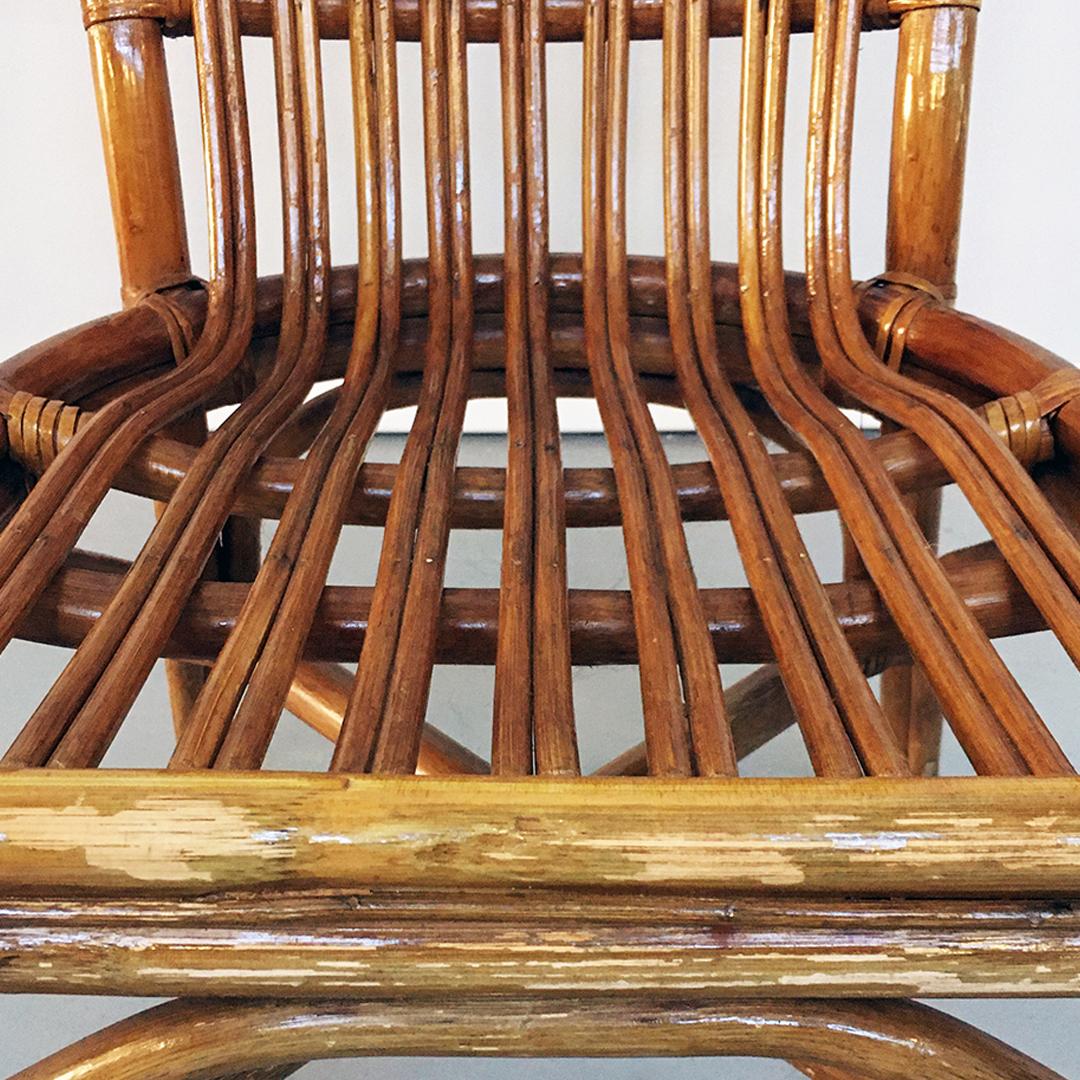 Italian Mid-Century Modern Rattan Armchairs with Curved Armrests, 1960s 6