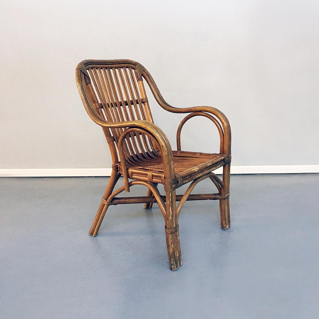 Mid-20th Century Italian Mid-Century Modern Rattan Armchairs with Curved Armrests, 1960s