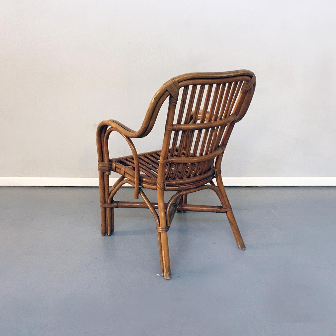 Italian Mid-Century Modern Rattan Armchairs with Curved Armrests, 1960s 4