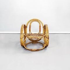 Italian Mid-Century Modern Rattan Armchairs with Round Structure, 1960s