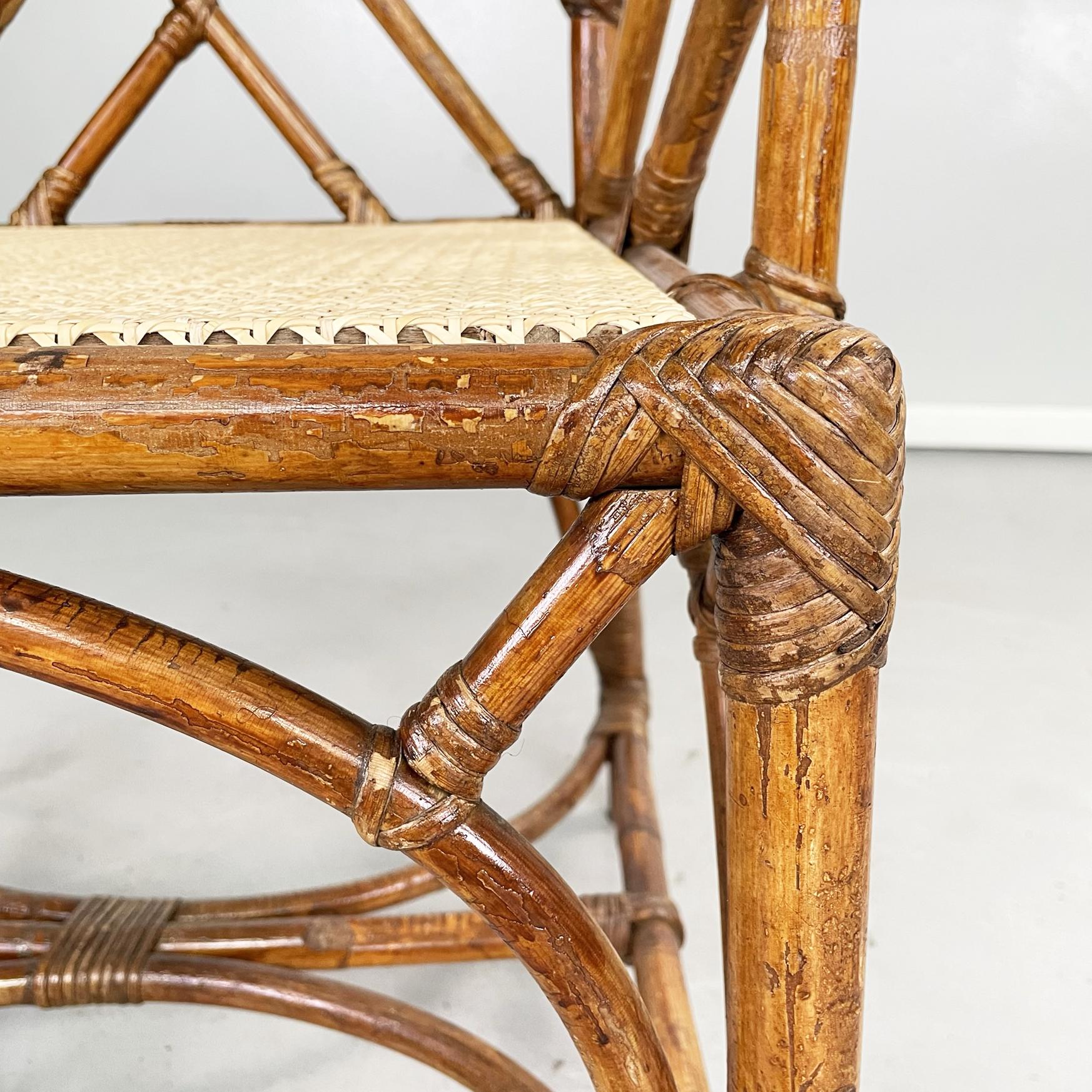 Italian Mid-Century Modern Rattan, Bamboo and Straw Chairs, 1960s 6