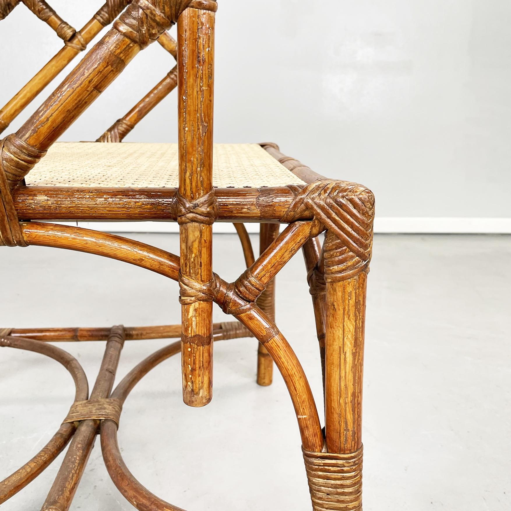 Italian Mid-Century Modern Rattan, Bamboo and Straw Chairs, 1960s 7