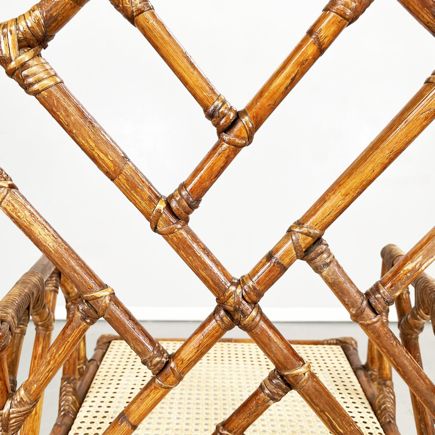 Italian Mid-Century Modern Rattan, Bamboo and Straw Chairs, 1960s 10