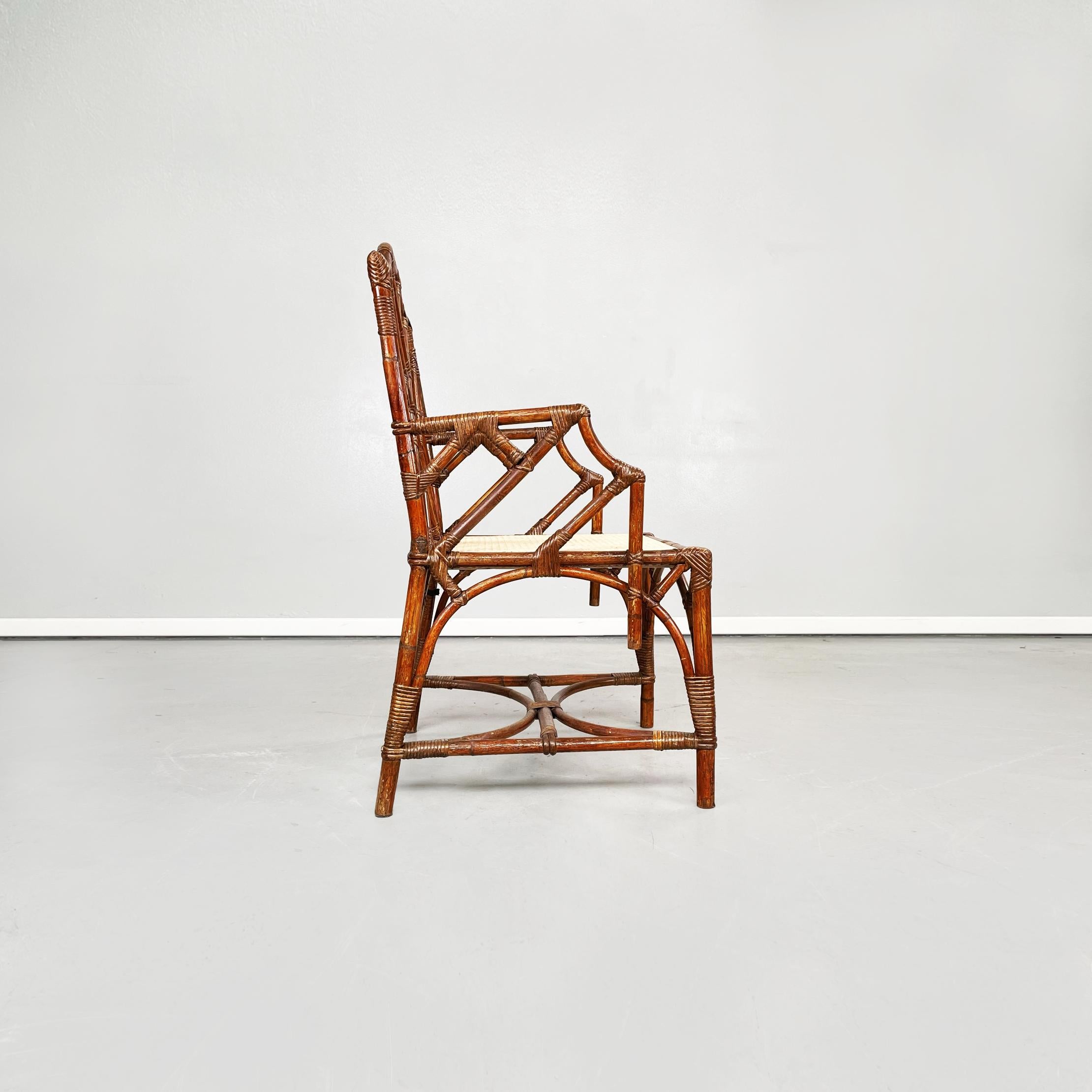 Mid-20th Century Italian Mid-Century Modern Rattan, Bamboo and Straw Chairs, 1960s