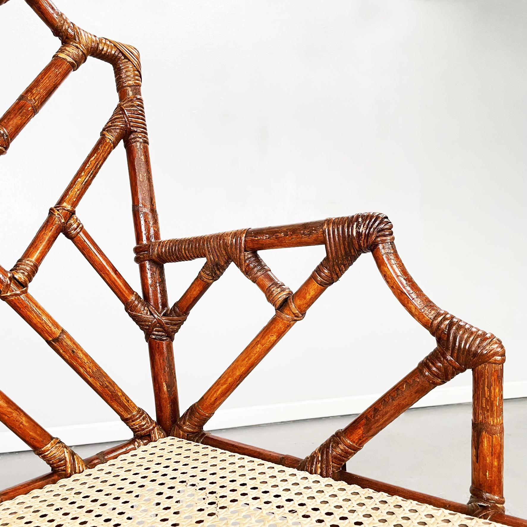 Italian Mid-Century Modern Rattan, Bamboo and Straw Chairs, 1960s 2