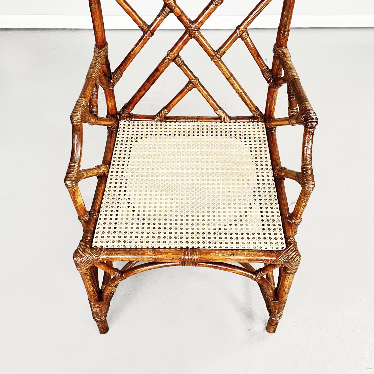 Italian Mid-Century Modern Rattan, Bamboo and Straw Chairs, 1960s 5