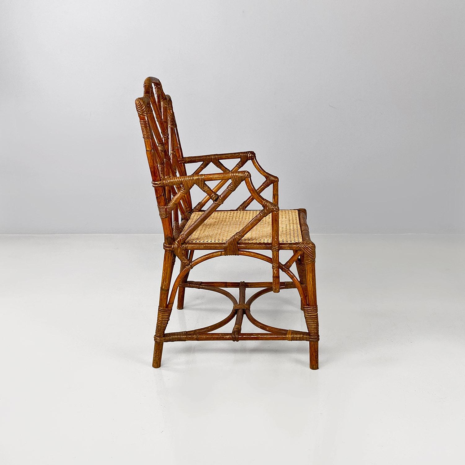 Italienische Sessel aus Rattan, Bambus und Wiener Stroh aus der Mitte des Jahrhunderts, 1960er Jahre im Angebot 2