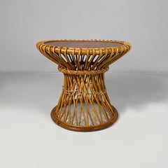 Mesa de café italiana de ratán de mediados de siglo de Franco Albini Bonacina, años 60