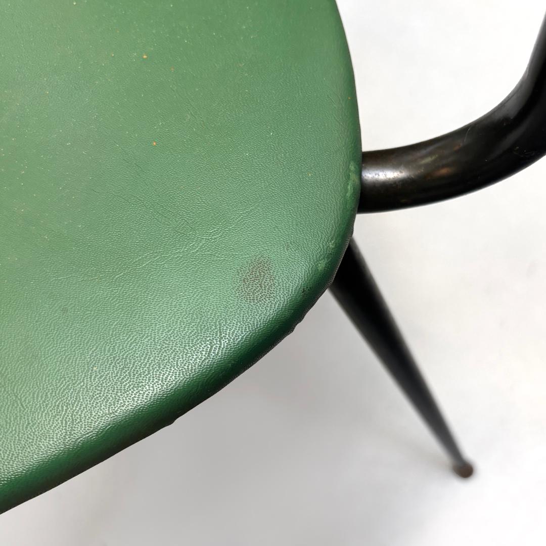 Sedie italiane di metà secolo in rattan verde ecopelle nero metallo anni '60 in vendita 6