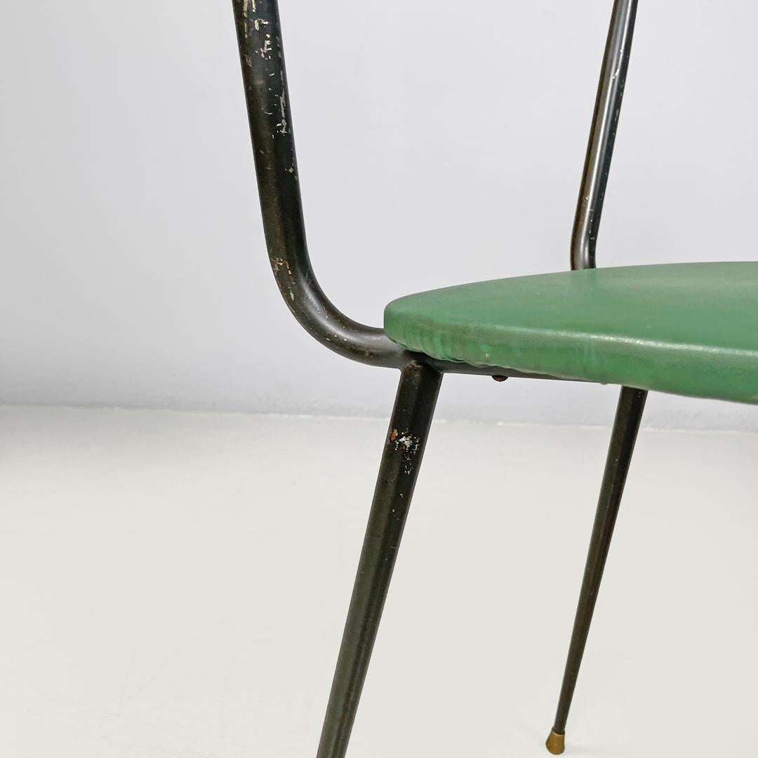 Sedie italiane di metà secolo in rattan verde ecopelle nero metallo anni '60 in vendita 7