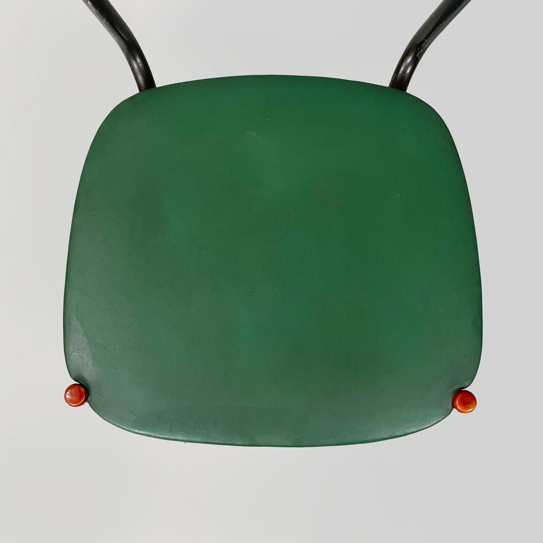 Sedie italiane di metà secolo in rattan verde ecopelle nero metallo anni '60 in vendita 8
