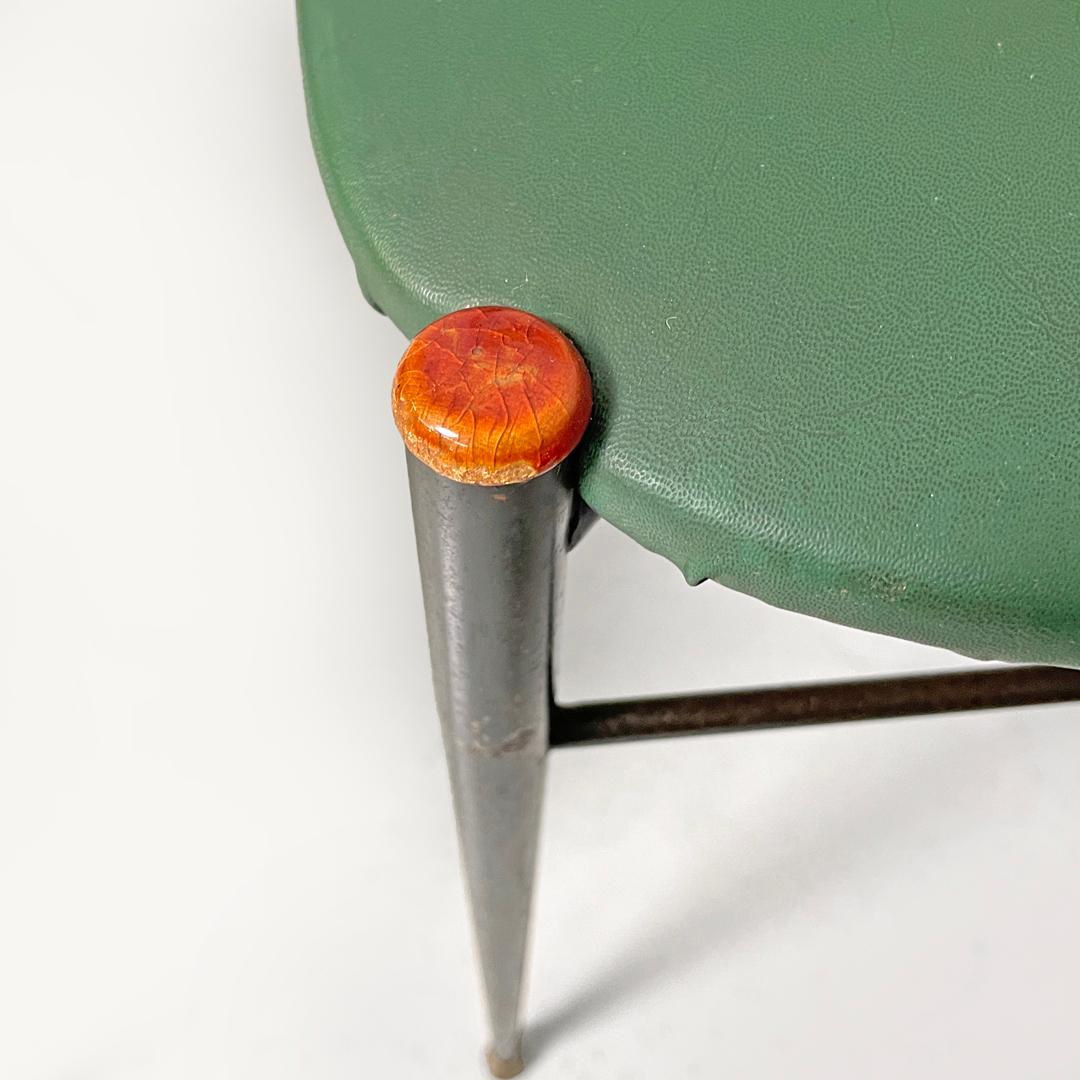Sedie italiane di metà secolo in rattan verde ecopelle nero metallo anni '60 in vendita 9