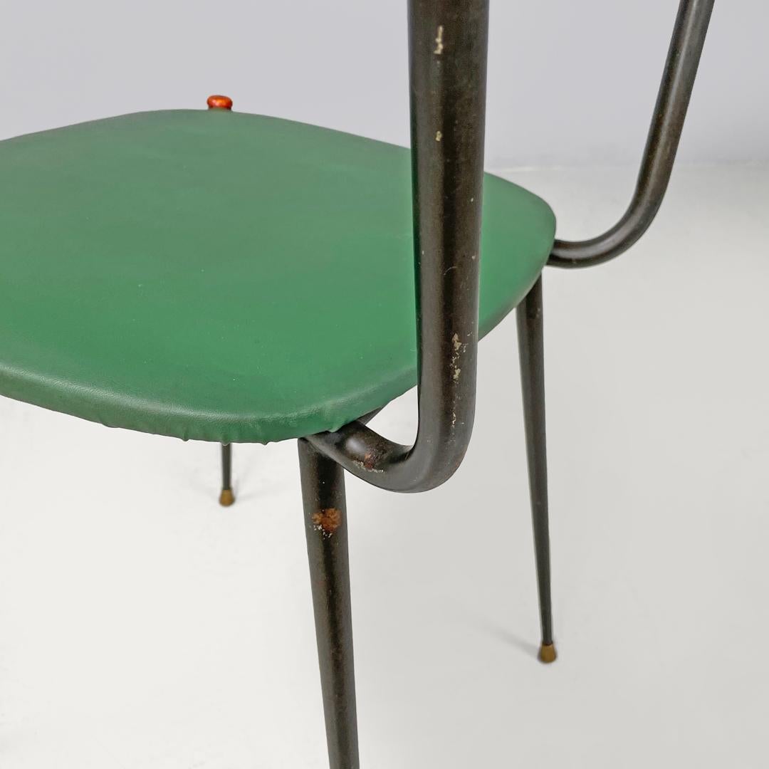 Sedie italiane di metà secolo in rattan verde ecopelle nero metallo anni '60 in vendita 10