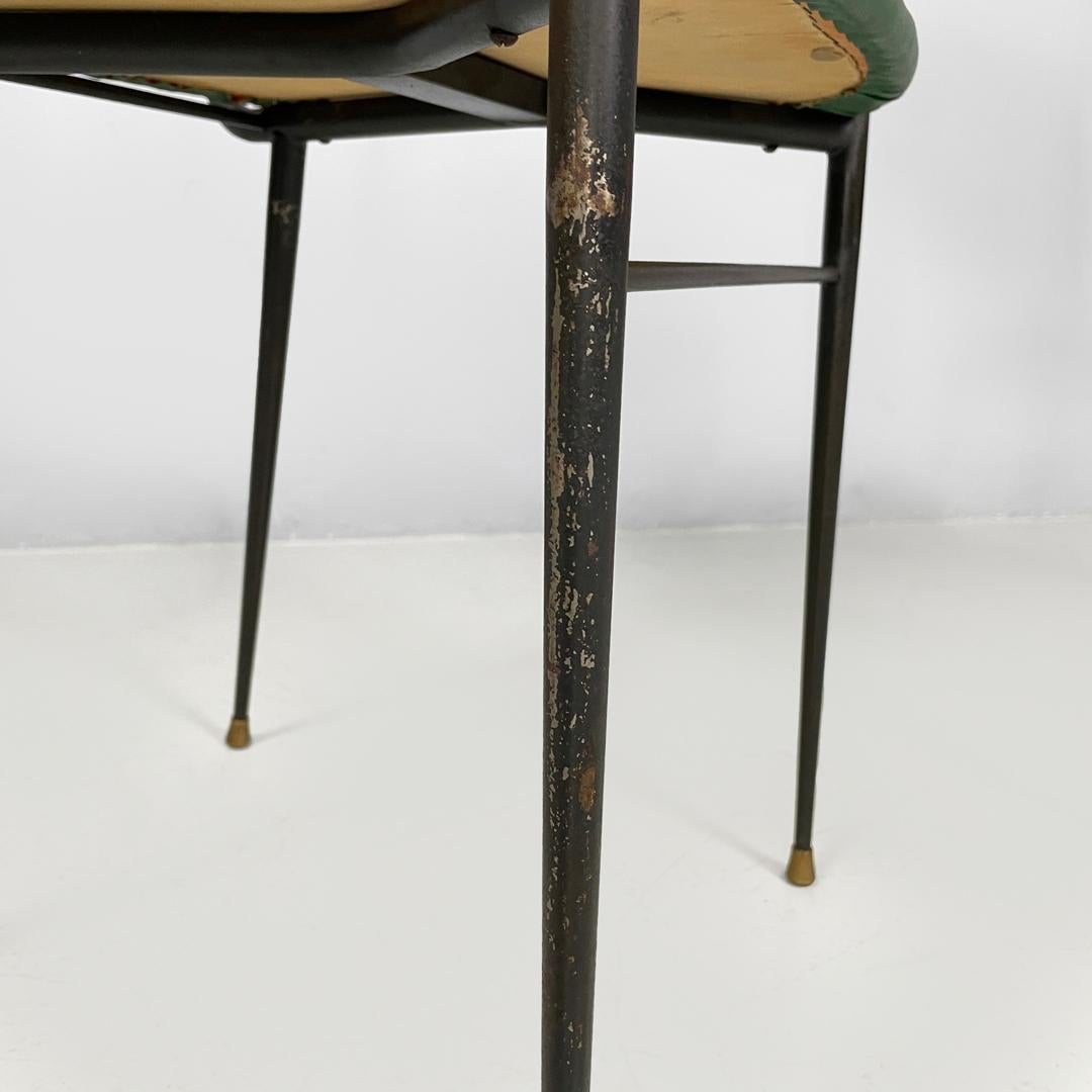 Sedie italiane di metà secolo in rattan verde ecopelle nero metallo anni '60 in vendita 13