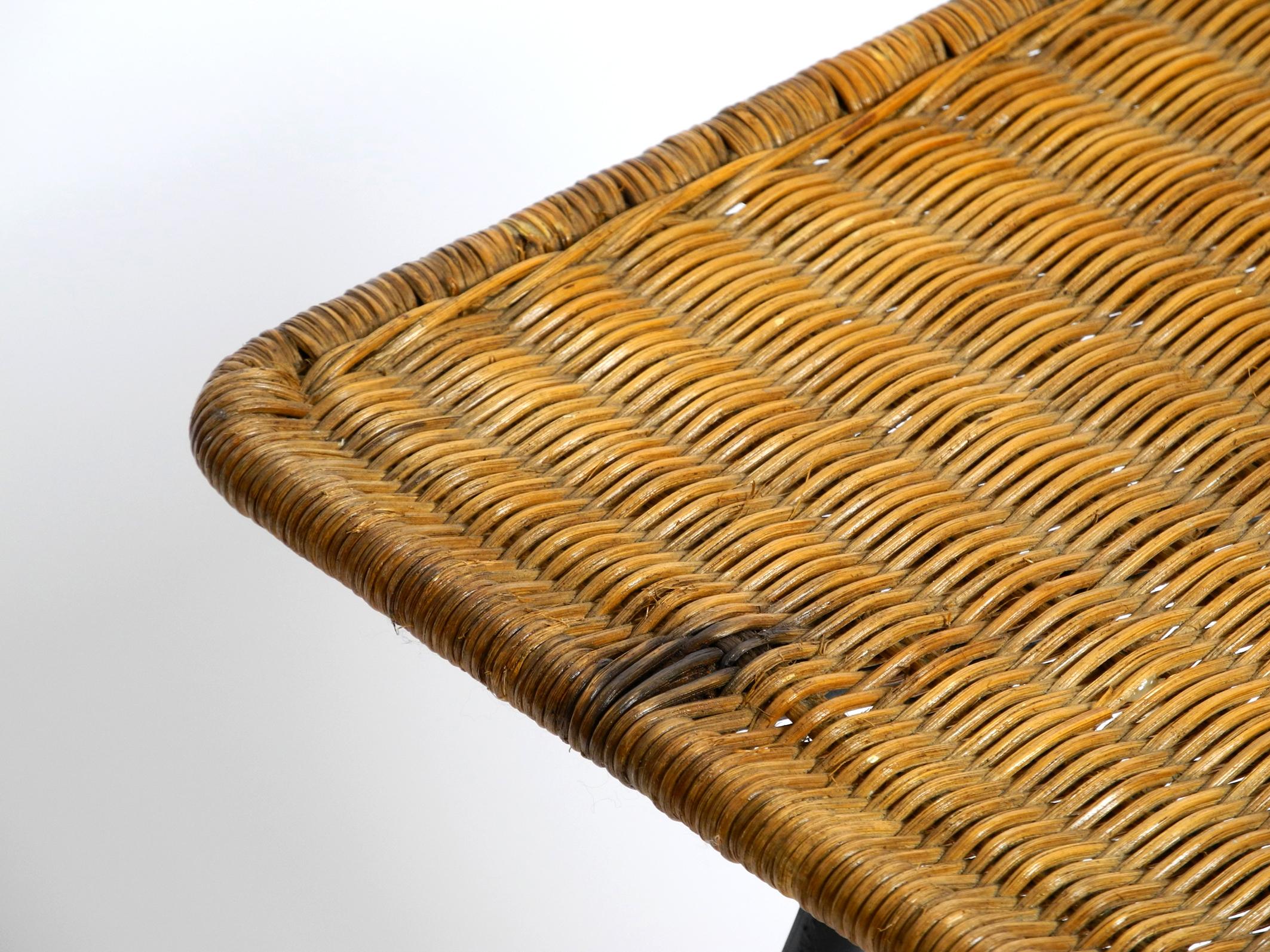 Italian Mid-Century Modern Rattan Side or Coffee Table with a Heavy Iron Frame For Sale 10