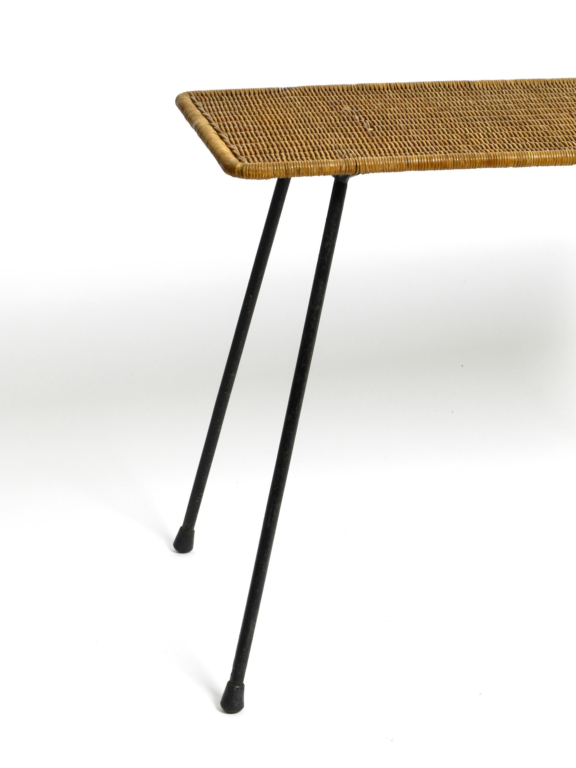 Italian Mid-Century Modern Rattan Side or Coffee Table with a Heavy Iron Frame For Sale 13