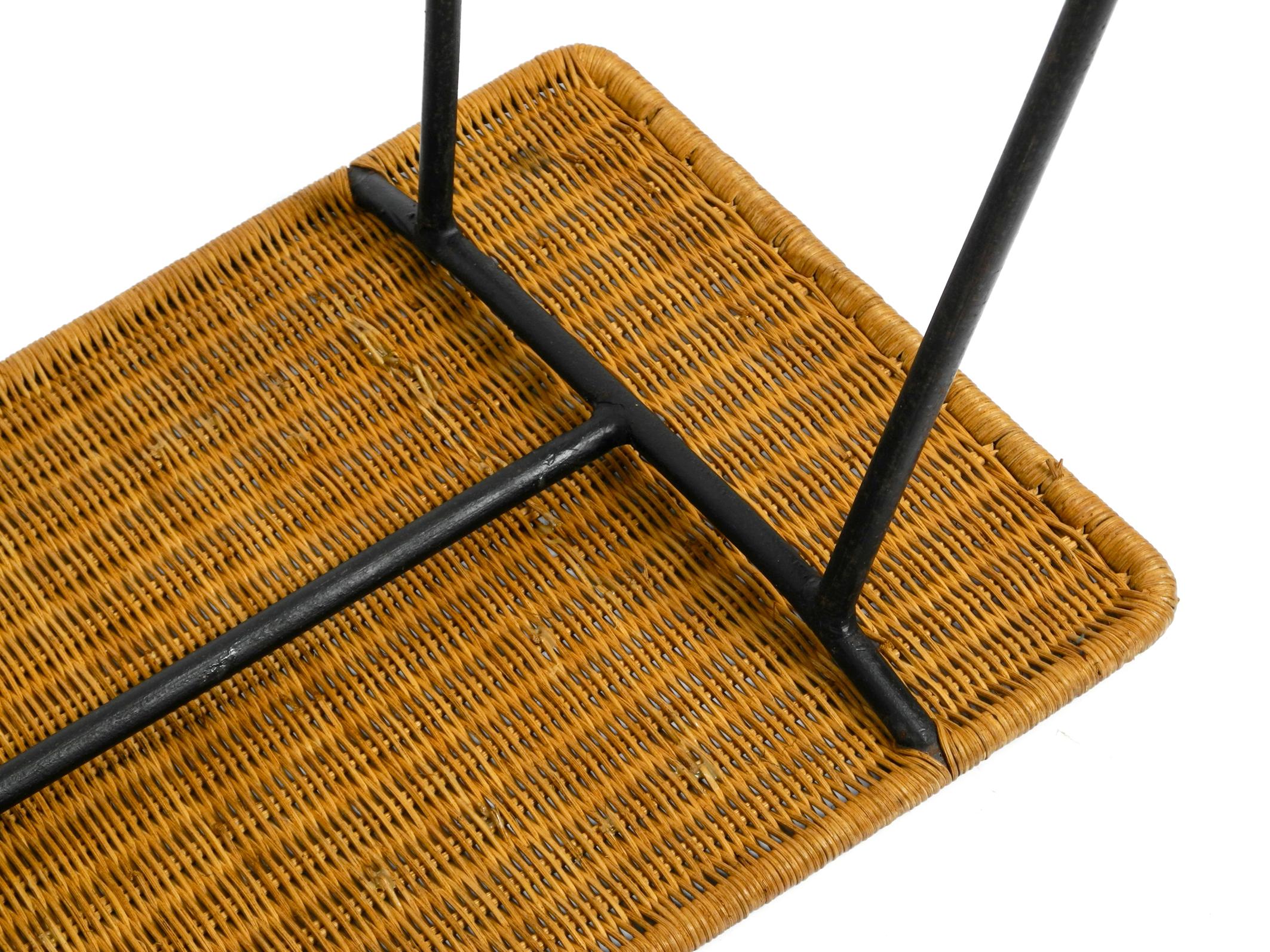Italian Mid-Century Modern Rattan Side or Coffee Table with a Heavy Iron Frame For Sale 14