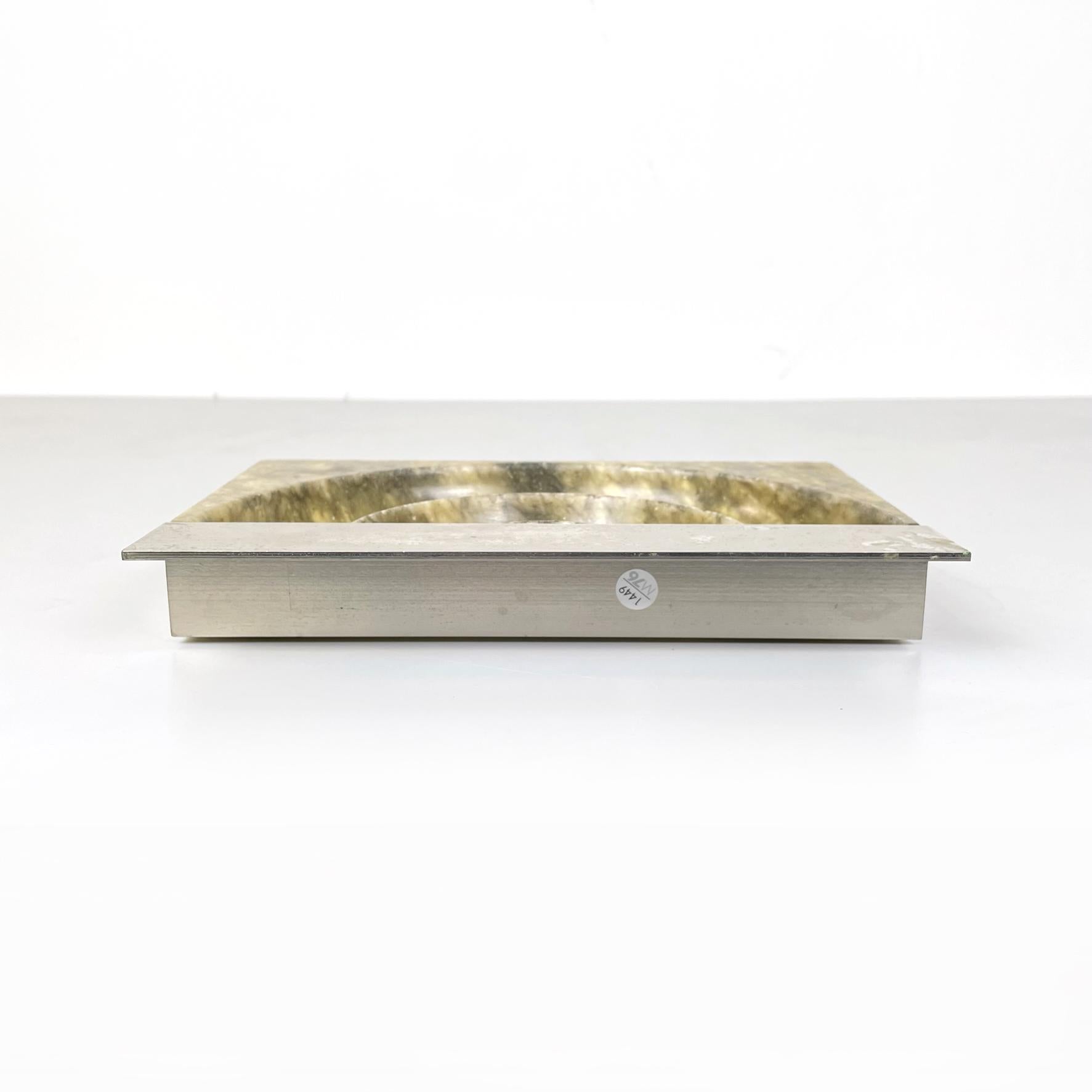 Italian Mid-Century Modern Rectangular Ashtray in Marble and Steel, 1960s In Good Condition In MIlano, IT