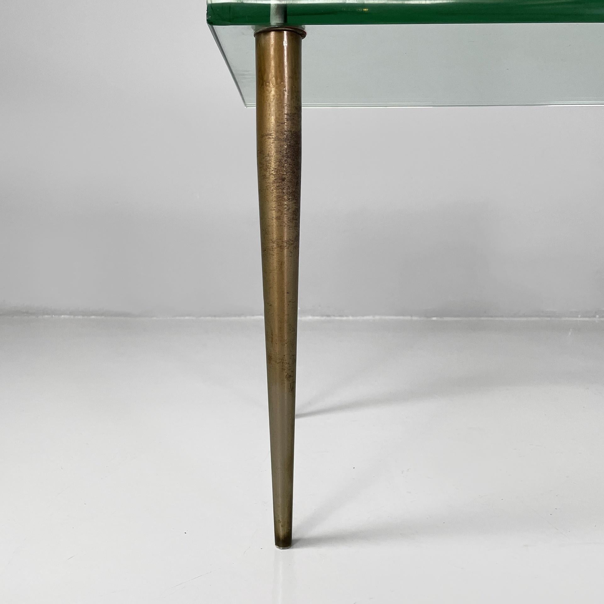 Italian mid-century modern rectangular coffe table in glass and brass, 1950s For Sale 7