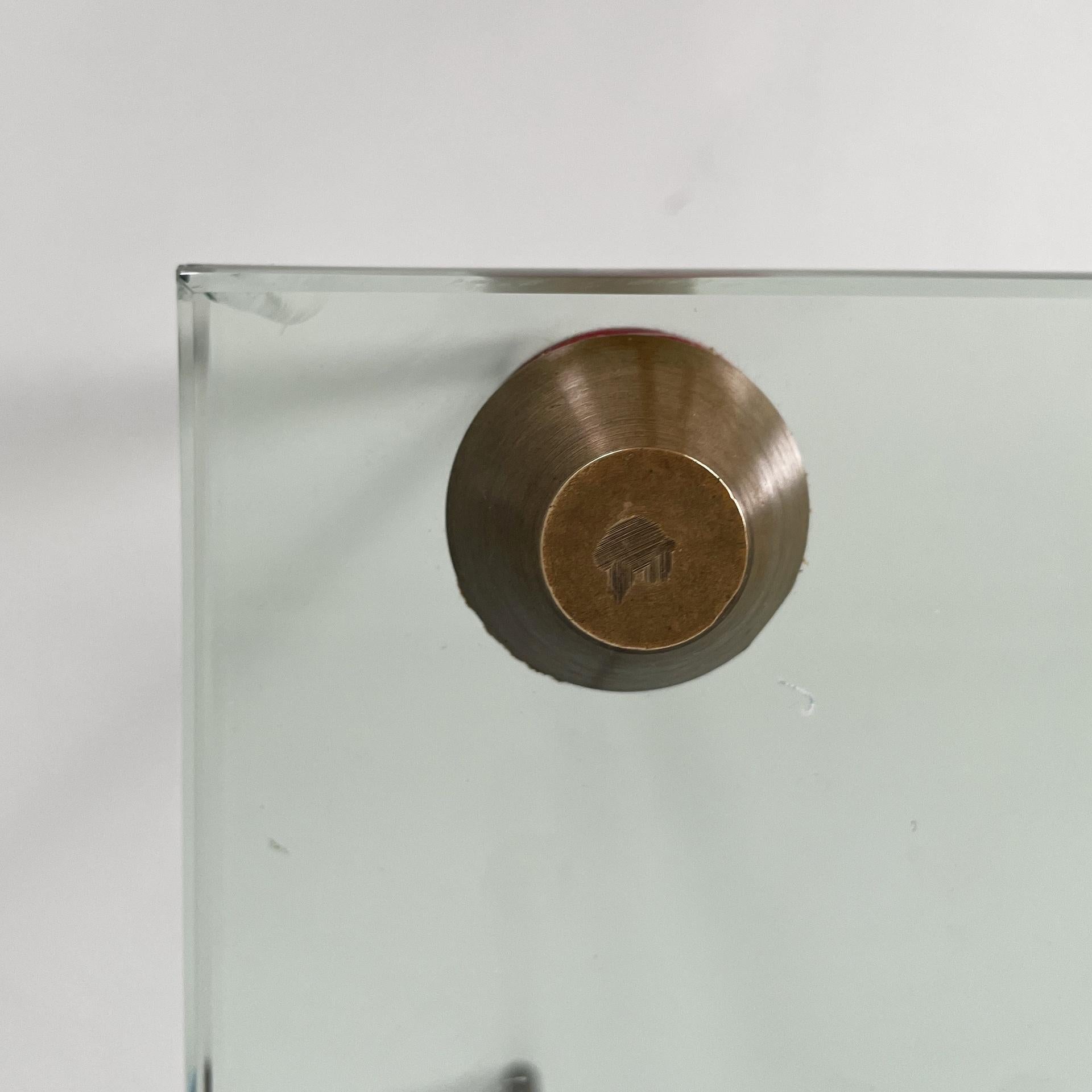 Mid-20th Century Italian mid-century modern rectangular coffe table in glass and brass, 1950s For Sale