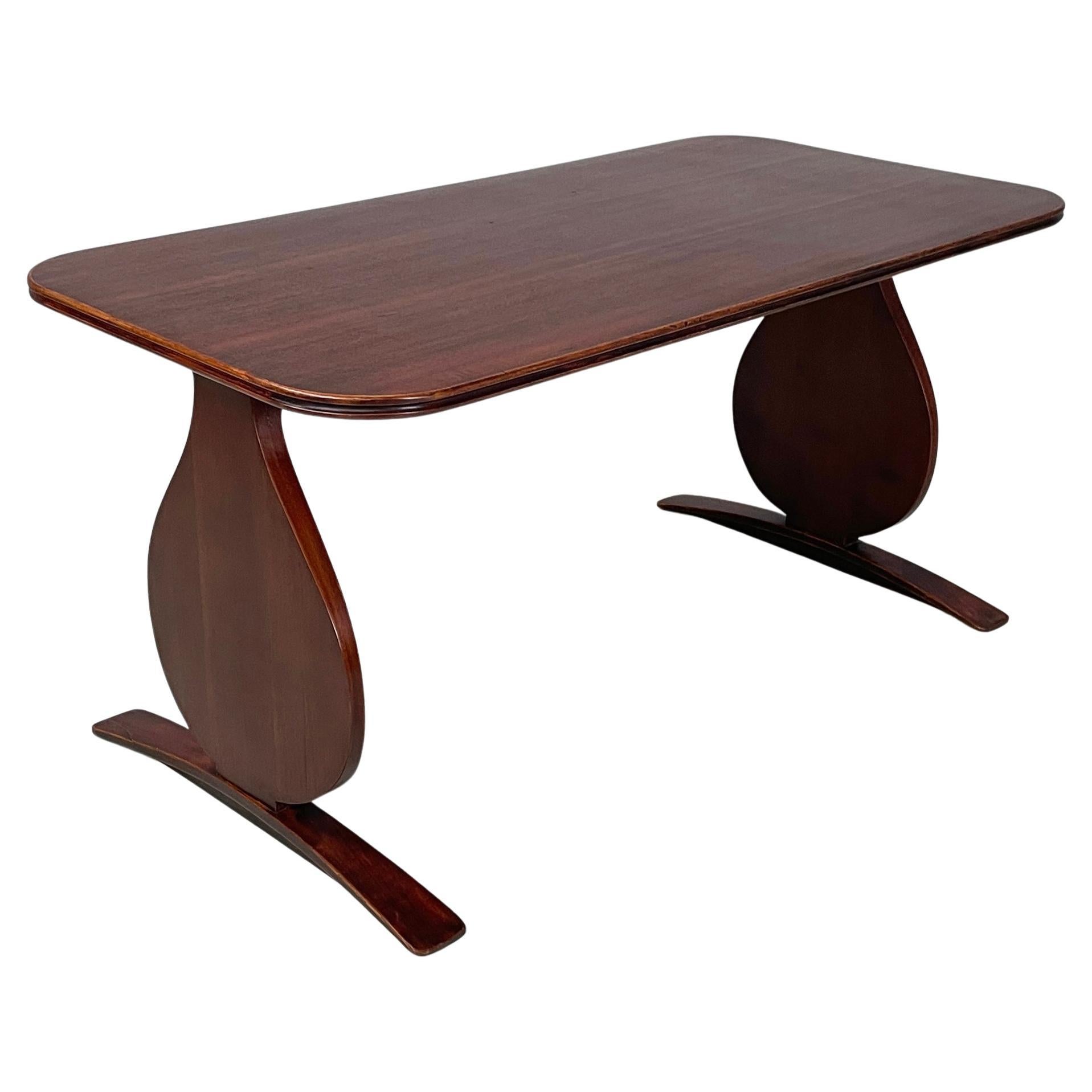 Tavolino rettangolare italiano di metà secolo in legno, anni '50