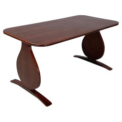 Mesa de centro rectangular italiana de mediados de siglo en madera, años 50