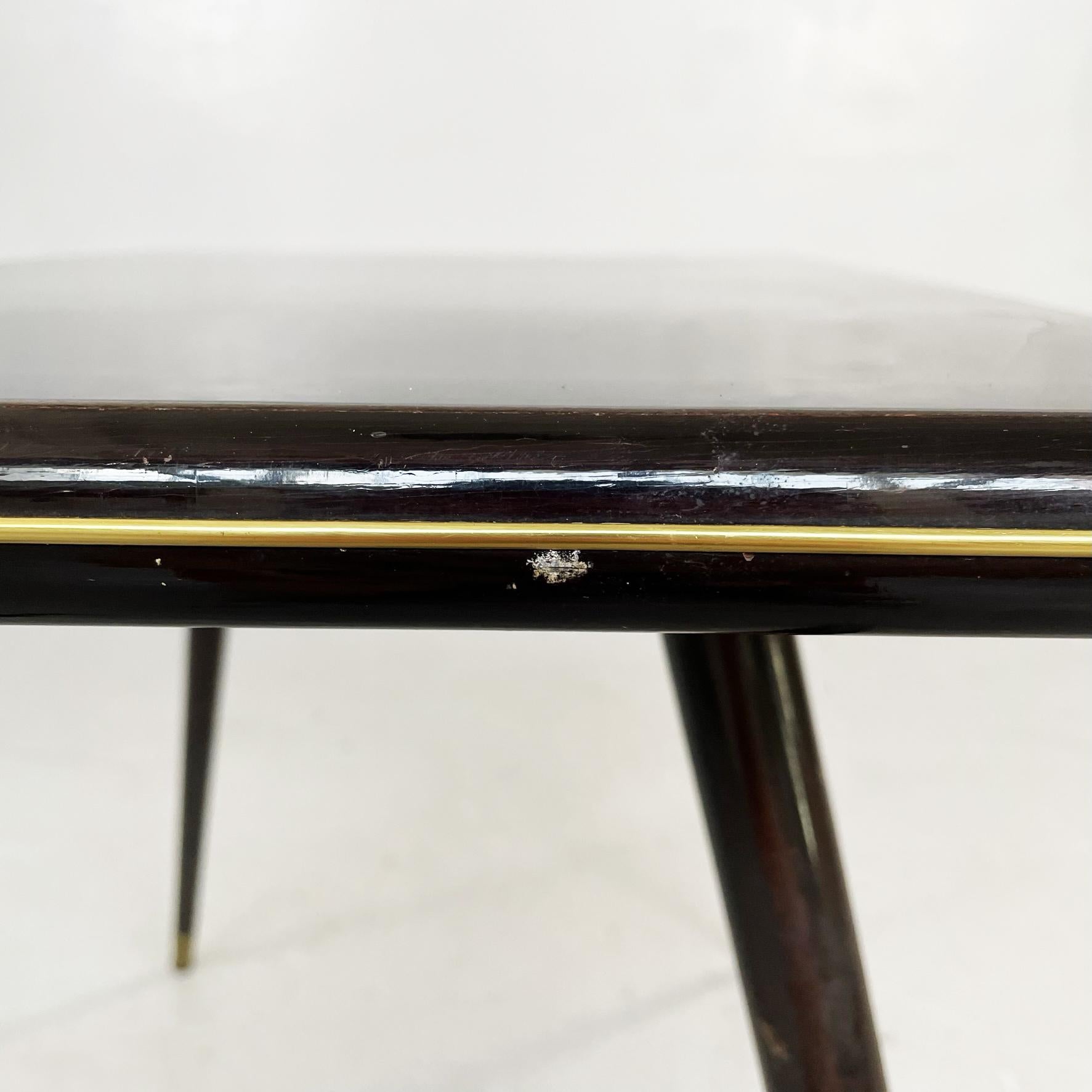Italian Mid-Century Modern Rectangular Coffee Table in Wood and Brass, 1950s For Sale 7