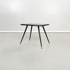 Italian Mid-Century Modern Rectangular Coffee Table in Wood and Brass, 1950s