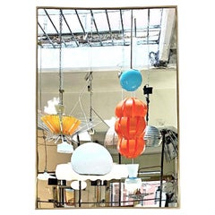 Italian mid-century modern rectangular golden aluminium mirror, 1950s