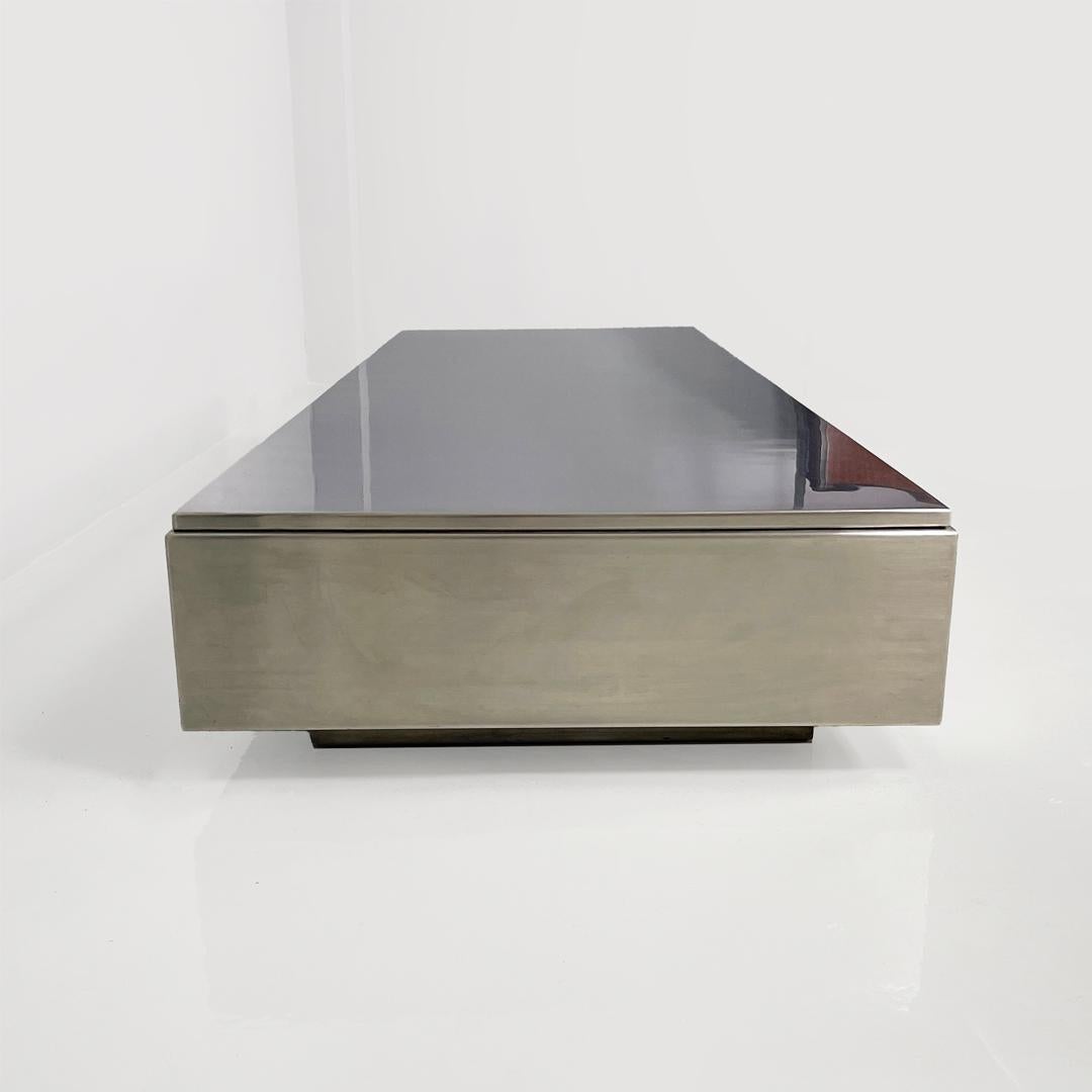 Moderne Italian mid-century modern rectangular metal coffee table, 1970s en vente