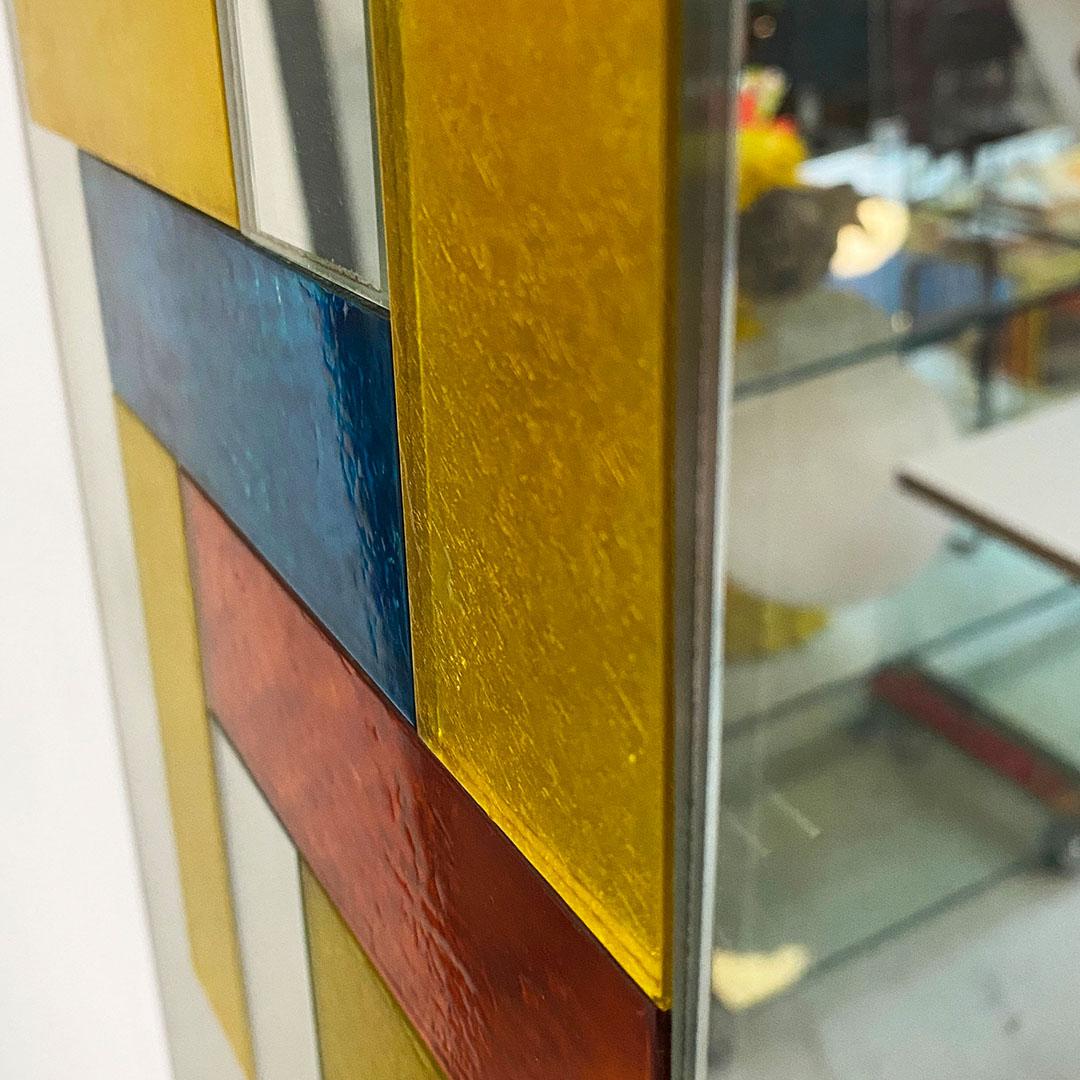 Italian Mid-Century Modern Rectangular Multicolored Mirror, 1970s 1