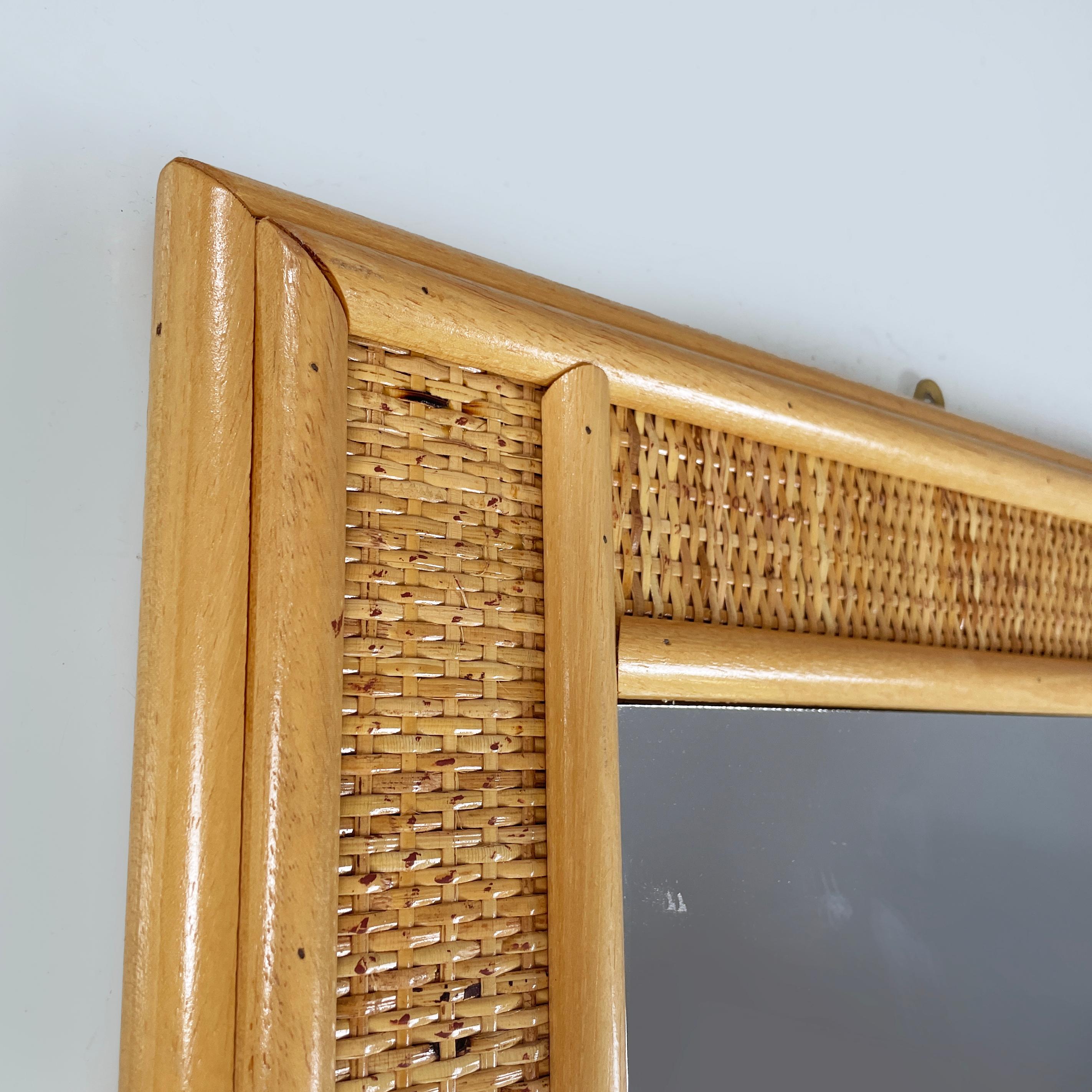 Vintage Oval Mirror in Wicker, Bamboo & Rattan, 1950s for sale at