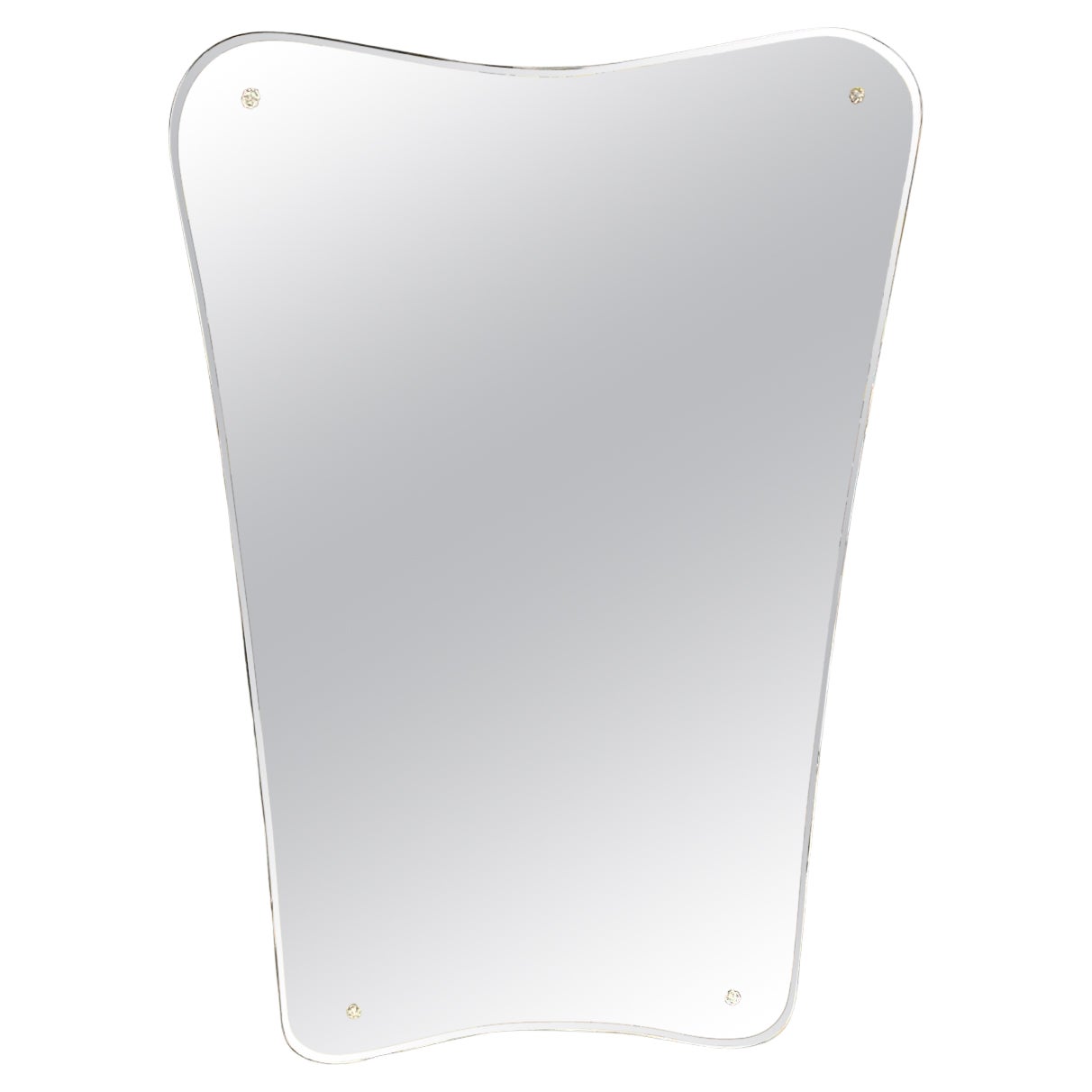 Espejo de pared rectangular italiano moderno de mediados de siglo con pomos de cristal, años 50