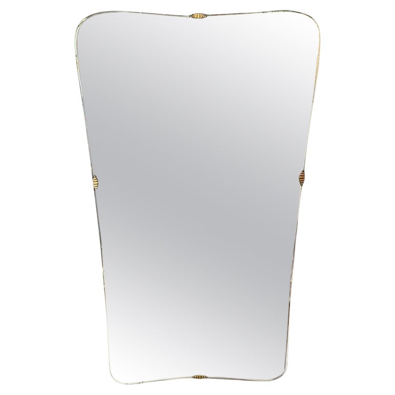 Espejo de pared rectangular italiano moderno de mediados de siglo con esquinas redondeadas, años 50