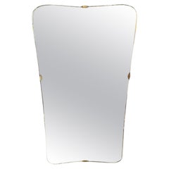 Italienischer rechteckiger Mid-Century-Modern-Wandspiegel mit abgerundeten Ecken, 1950er Jahre