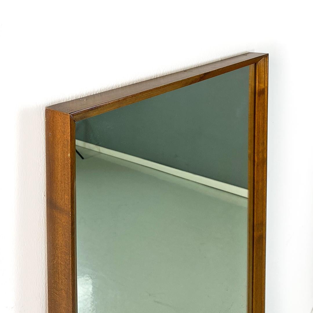 Mid-20th Century Italian Mid-Century Modern Rectangular Wood Frame Wall Mirror, 1960s For Sale