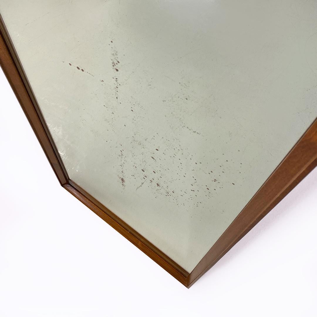 Italian Mid-Century Modern Rectangular Wood Frame Wall Mirror, 1960s For Sale 2