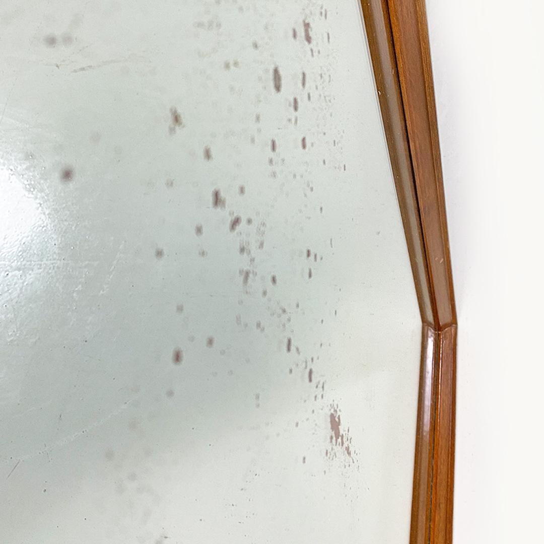 Italian Mid-Century Modern Rectangular Wood Frame Wall Mirror, 1960s For Sale 3