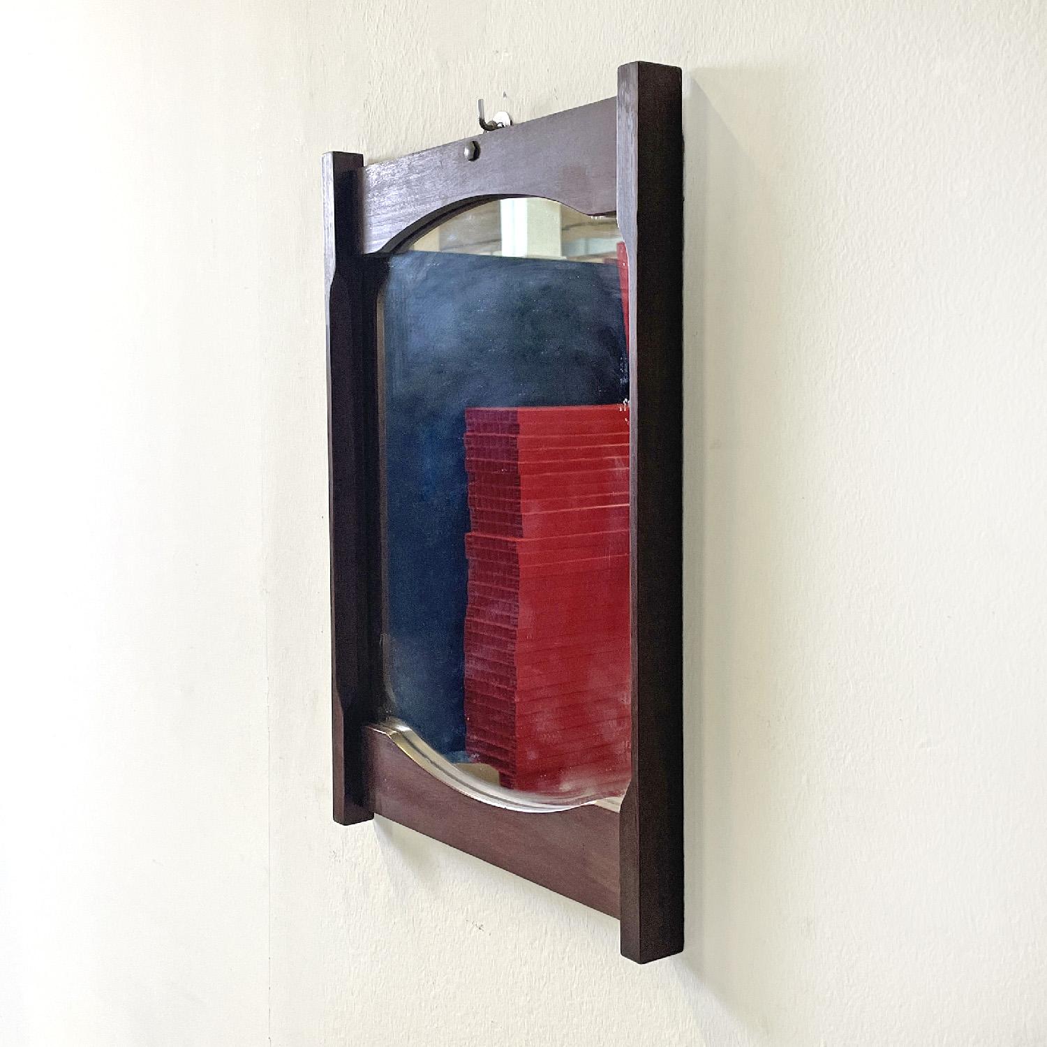 Mid-Century Modern Italian mid-century modern rectangular wooden wall mirror, 1960s