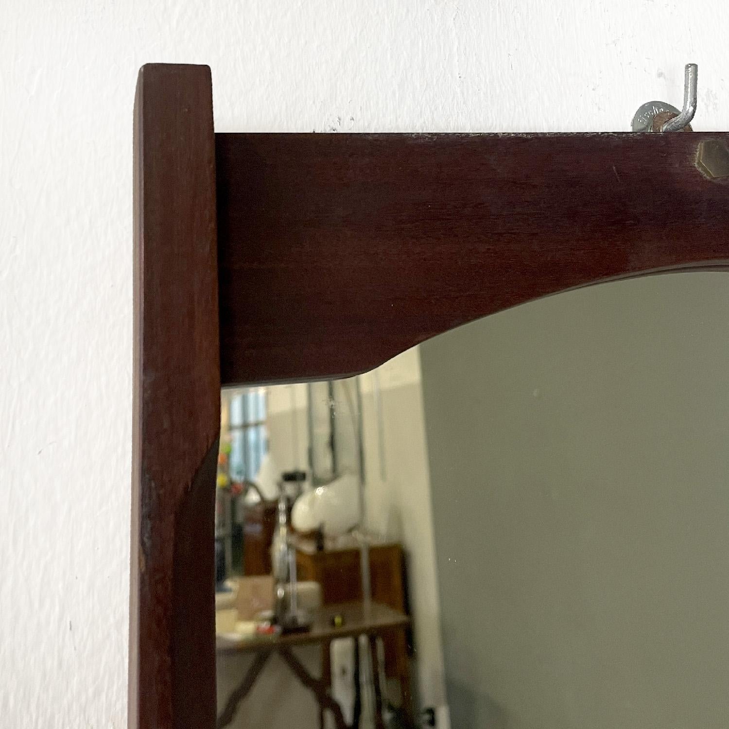 Italian mid-century modern rectangular wooden wall mirror, 1960s 1