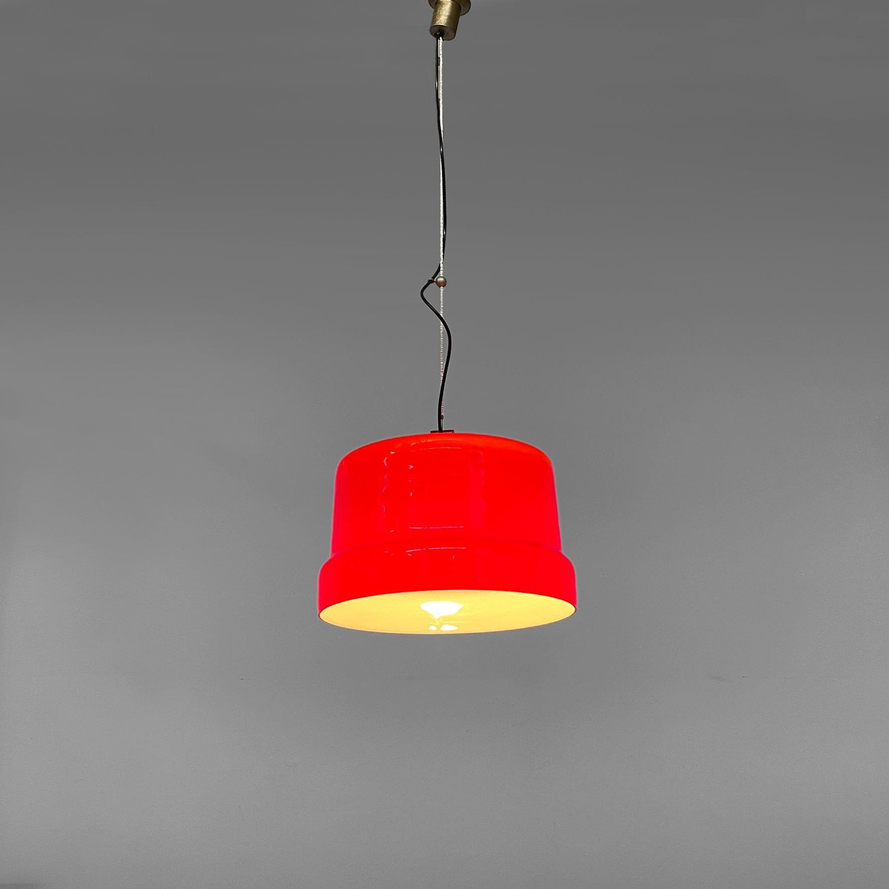 Italian mid-century modern red and white chandelier with bead decoration, 1960s in vendita 4