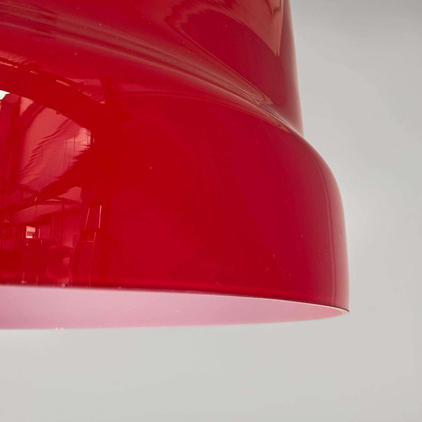 Italiano Italian mid-century modern red and white chandelier with bead decoration, 1960s in vendita